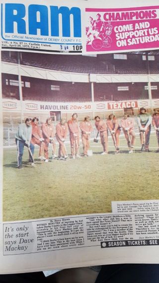 Very Rare Derby County V Carlisle United 1974 - 75 Newspaper/programme