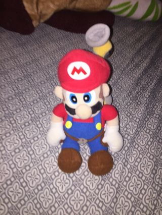 Mario Sunshine & Fludd 8 " Posable Plush Bd&a Rare Mario Plush Toy