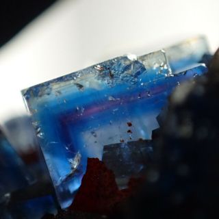 Fluorite Blue Zoned Crystals On Quartz From Rare Locality Czech Republic