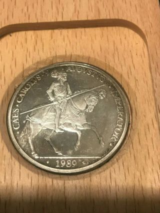 Mexico 1989 Very Rare Imperator 5 Ecu Coin Plata Pura 1 Ounce Coin W.  B