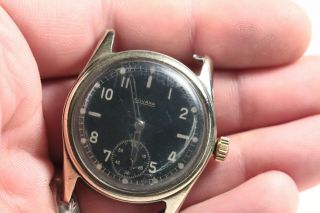 Rare Ww2 Silvana German Military Issue Wrist Watch Black Dial As 1130