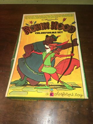 Vintage Rare Walt Disney Productions Colorforms Set Robin Hood Complete W/box