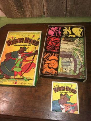 Vintage Rare Walt Disney Productions Colorforms Set Robin Hood Complete W/Box 2