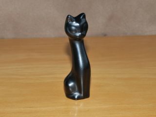 Rare Hornsea Pottery Small 9cm Marion Campbell Cat With Black Ulrome Glaze