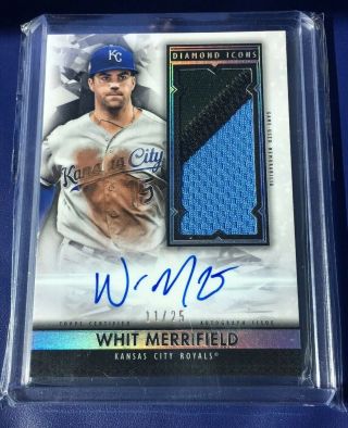 2019 Topps Diamond Icons Whit Merrifield 3 - Color Patch Auto /25 Royals Rare