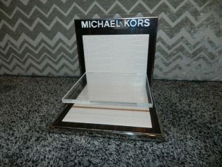 Rare Michael Kors Leather Chrome Wood Lucite Watch Sunglasses Store Display