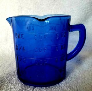 Hazel Atlas Rare Cobalt Blue Depression Glass Measuring Cup
