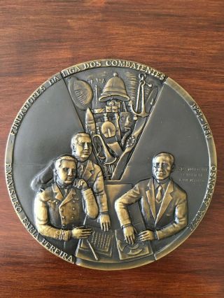 And Rare Antique Bronze Medal Of The League Of Combatants 1986