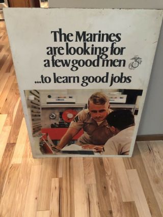 Vintage 1972 Military Recruiting War Sign A Few Good Men Double Side Very Rare