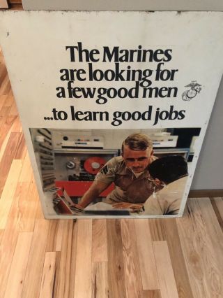 Vintage 1972 MILITARY RECRUITING War Sign A Few Good Men Double Side Very Rare 2