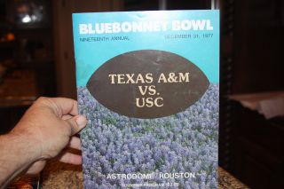 1977 Bluebonnet Bowl Rare Usc Trojans Texas A&m Football Program Astrodome