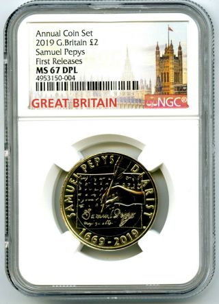 2019 Great Britain 2pnd Ngc Ms67 Dpl Samuel Pepys Diarist First Releases Rare