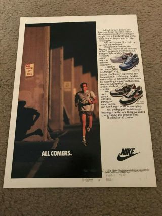 Vintage 1986 Nike Air Pegasus Plus Poster Print Ad Running Shoes 1980s Rare