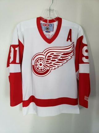 Rare Vintage 90s Ccm Detroit Red Wings Sergei Fedorov 91 Jersey Youth L Xl Sewn