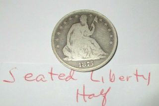 1875 - Cc Seated Liberty Half Dollar Coin Rare Date
