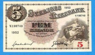 Sveriges 5 Kronor 1952 Rare Series V198749