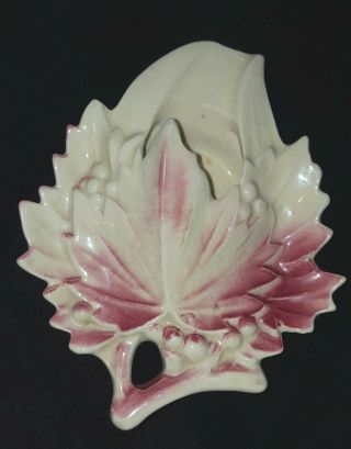 Vintage Mccoy Pottery Wall Pocket Vase Planter/pink & White Berries/leaves/rare