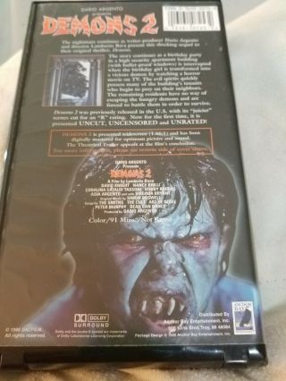 RARE Demons 2 Clamshell VHS Video Dario Argento Lamberto Bava Italian Horror 3