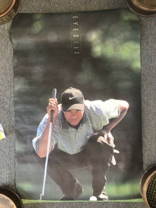 1997 Nike Tiger Woods The Eyes Have It Golf Poster Rc Year 5520 Rare Nm