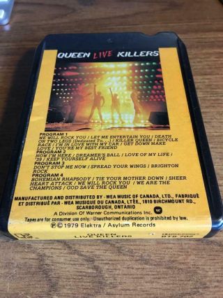 Queen Live Killers Vintage Rare (canada) 8 Track Tape Late Nite Bargain