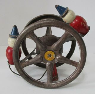 Rare Antique 1924 Gong Bell Mfg Co Pull Toy With Wooden Clowns