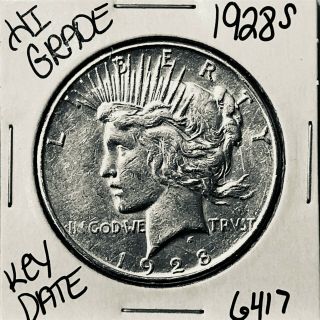 1928 S Silver Peace Dollar Coin 6417 Rare Key Date