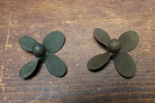(2) Rare Brass Propellers,  4 Prop,  1/4 " Shaft - Model Or Rc Boat,  4” Dia.