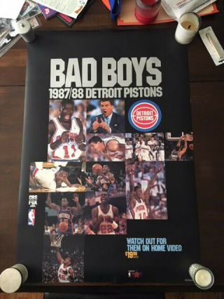 Vintage Detroit Pistons Bad Boys 1987/88 Promo Poster For The Video Rare
