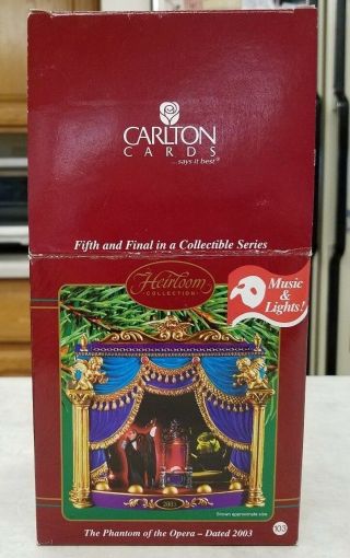 Carlton Cards Rare Phantom Of The Opera Ornament Musical & Light Up Dated 2003