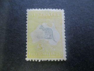 Kangaroo Stamps: 5/ - Yellow 3rd Watermark - Rare (d21)