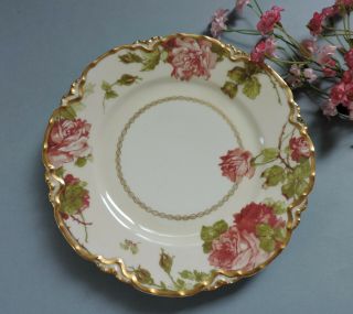 Rare Haviland Limoges Double Gold Plate With Roses Schleiger 65