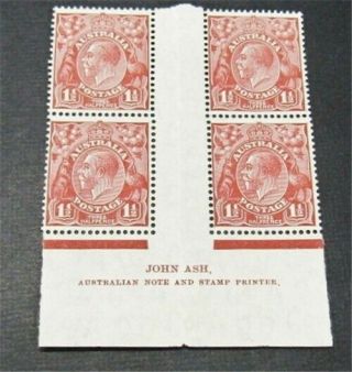 Nystamps British Australia Stamp Og Nh/lh Rare Imprint Block