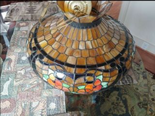 Rare Tiffany Style Lamp Hanging Ceiling Chandelier Pendant Lighting Stained Glas