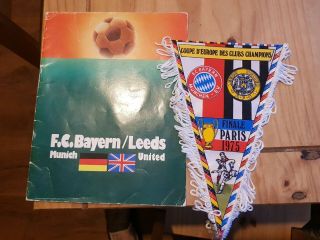 Rare Leeds United V Bayern Munich 1975 European Cup Final Programme And Pendant