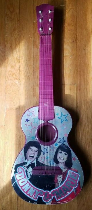 Vintage Donny And Marie Osmond 1977 Toy 6 String Guitar Rare Small Crack.