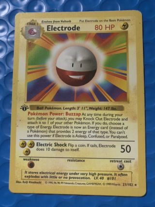 1999 Pokemon Base 1st Edition Shadowless Rare Set Electrode