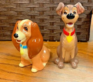Rare Walt Disney Lady And Tramp Dog Set Ceramic Porcelain Figurine Statue