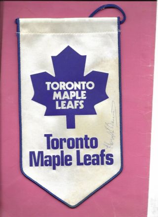 Vintage Toronto Maple Leafs Pennant Signed By Harold Ballard Rare