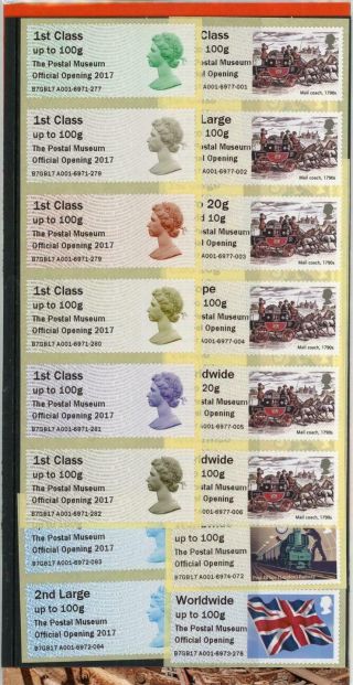 Gb 2017 Postal Museum Rare Official Opening Post & Go P/pack Fv £31.  50 Look