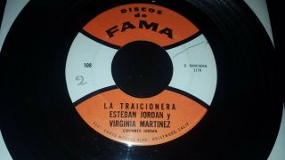 Esteban Steve Jordan Y Virginia Martinez Discos De Fama 108 Rare Tejano 7 " 45