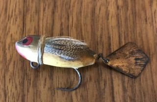 Very Old,  Antique Hand Made Fishing Fly Lure Real Feathers,  Spinner Rare