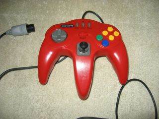 Mad Catz Controller For Nintendo 64 N64 Firm Joystick Rare Solid Red Good