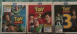 Toy Story 1 2 3 (blu - Ray/dvd,  3d) Rare Slipcover