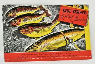 Rare 1941 Tru Temper Rod Of Champions Colorful Ad Brochure - & Scarce