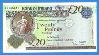 Ireland 20 Pounds 2013 Series Ay965612 Rare