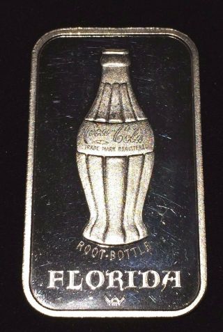 Coca - Cola 75th Anniversary Florida 1 Troy Oz 999 Silver Rare Art Bar - N64