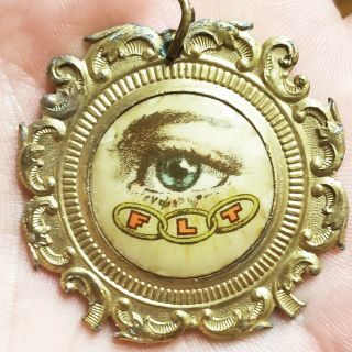 Rare 1890s Victorian Ioof Odd Fellows All Seeing Eye Celluloid Pendant Medal