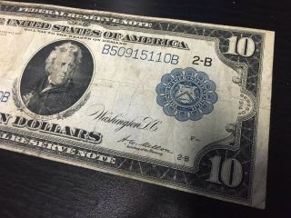 RARE 1914 $10 Ten Dollar Federal Reserve Note Large Paper Bill USA United states 4