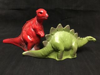 Vintage Dinosaurs Rare Waxy Hard Plastic Hand Painted Money Box Collectable