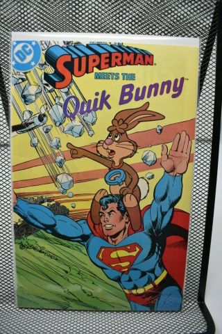 Superman Meets The Quik Bunny 1 Dc Comics Nestle One Shot 1987 Rare Promo 9.  0